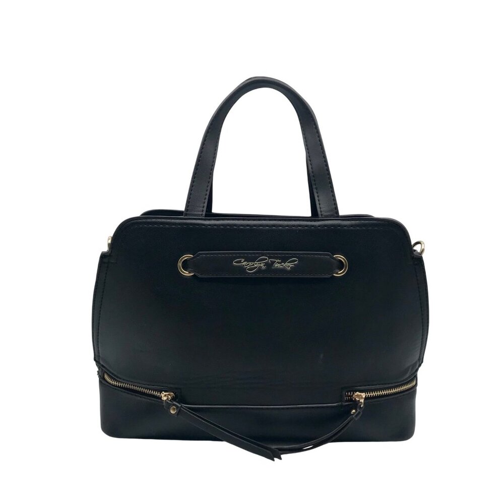 Carolyn Tucker Black Faux Leather Haley Shoulder Bag